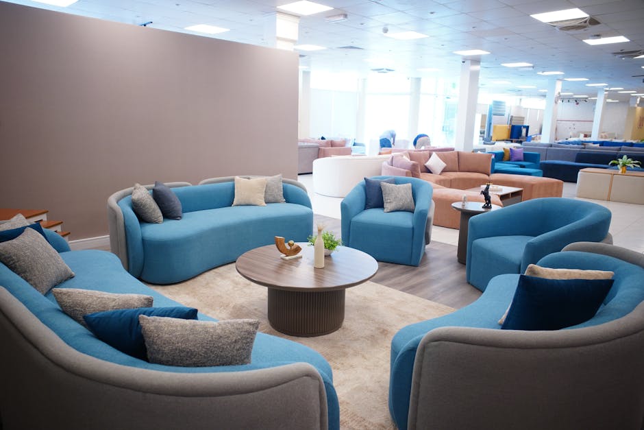 Modern custom furniture showroom showcasing handcrafted pieces